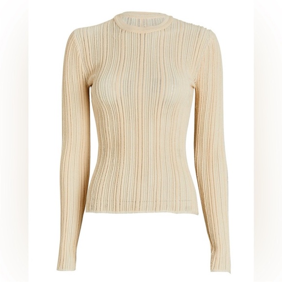 Ulla Johnson Lyana Pullover Cream Ivory Textured Rib Knit Sweater Top Size Large - Picture 15 of 15